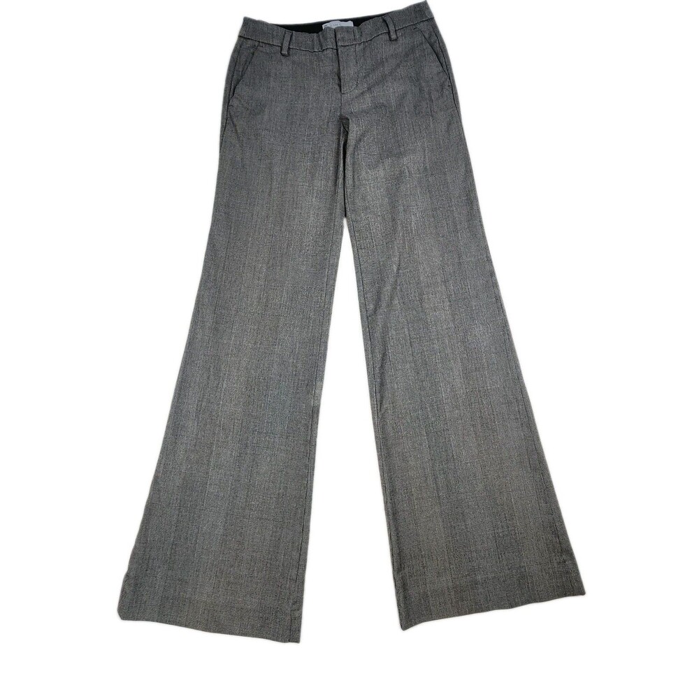 Gap Wide Leg Trousers Glen Plaid Womens 0R Low Rise Gray Office Business Retro